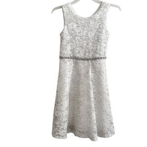 Speechless White Lace Dress Sparkly Embellished Sleeveless Toddler Girls 4T